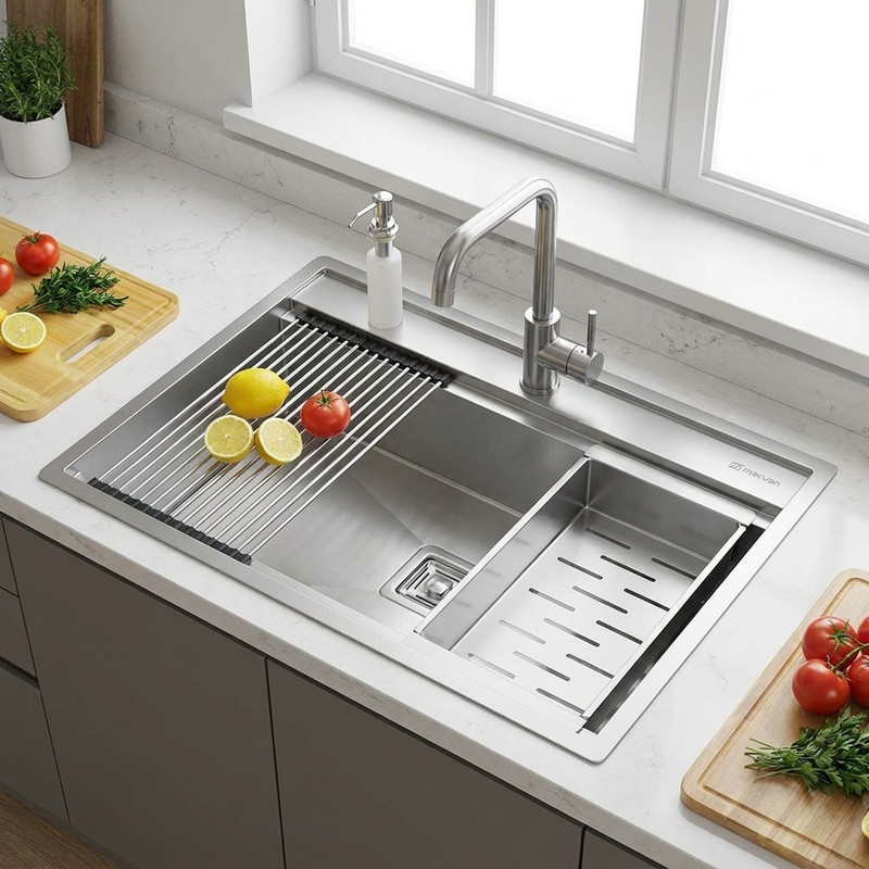 سینک ظرفشویی استیل توکار یک لگنه مکوان مدل MS74-Smart