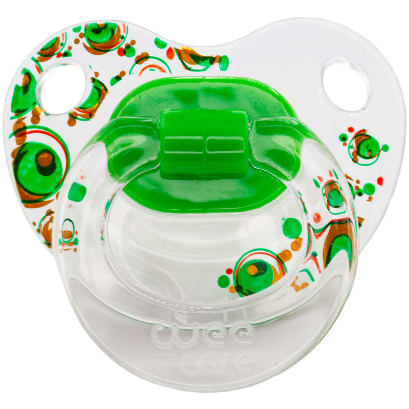 پستانک ارتودنسی وی کر مدل دسته دار شفاف چاپدار happy سایز 6-12 ماه کد P116