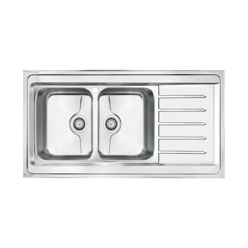 سینک ظرفشویی استیل روکار دو لگنه مدل 9072