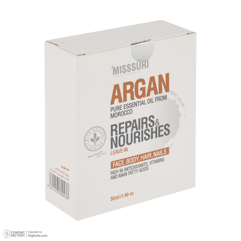 روغن آرگان لطافت‌بخش، شاداب‌کننده و درخشان‌کننده میسوری مدل repairs مناسب موهای انواع مو حجم 50 میلی‌لیتر