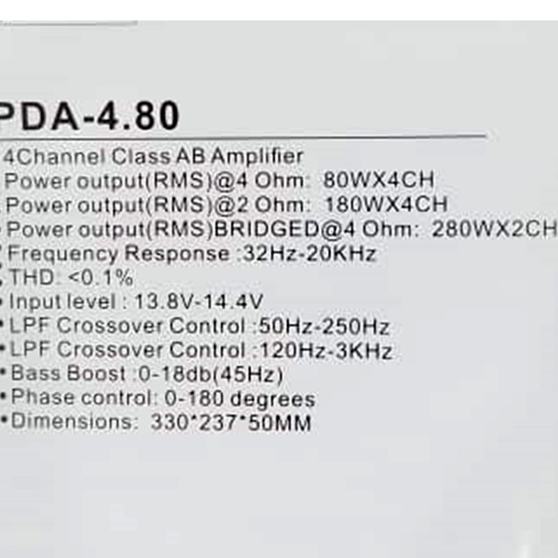آمپلی فایر خودرو 4 کانال پاور دیاموند مدل   Trauma-4.80  4*80 W RMS