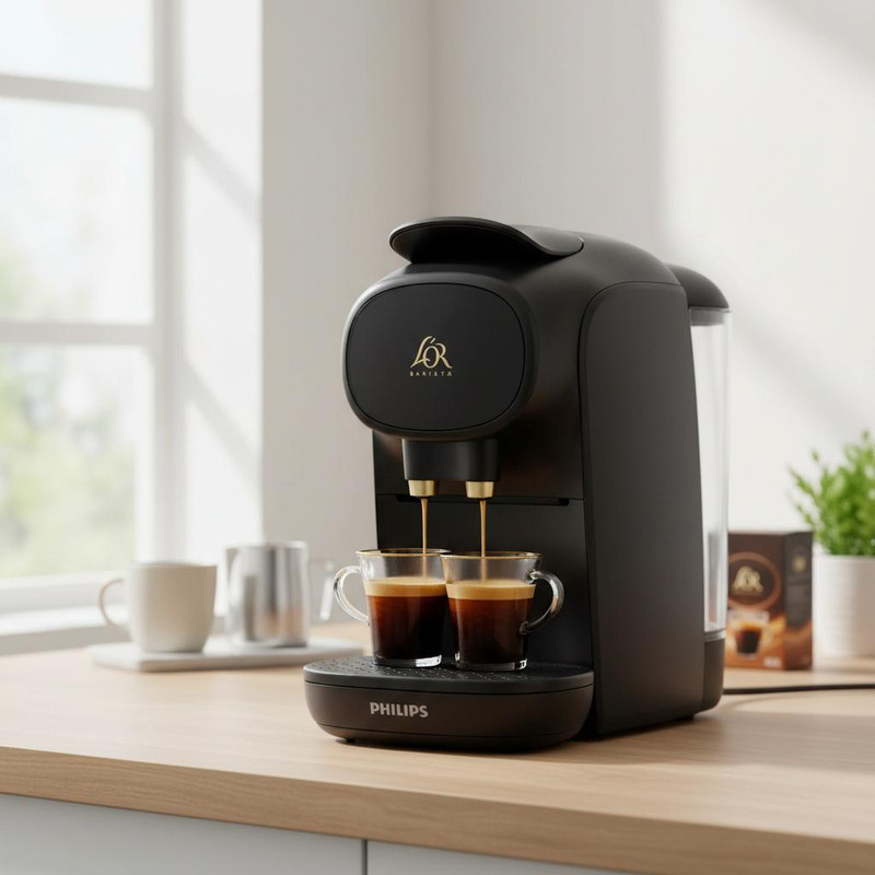 اسپرسو ساز خانگی 0.8 لیتری فیلیپس مدل Lor Barista Sublime LM9012، تمام اتوماتیک با مصرف کپسول قهوه، مناسب تهیه اسپرسو، ریسترتو، لانگو و امریکانو، دارای دو عدد نازل قهوه
