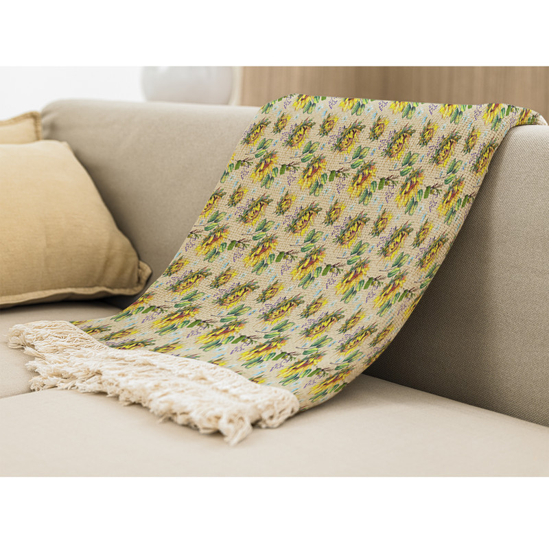 شال مبل بارمان دکور طرح آفتابگردان کد 31 سایز 98x180 سانتی متر