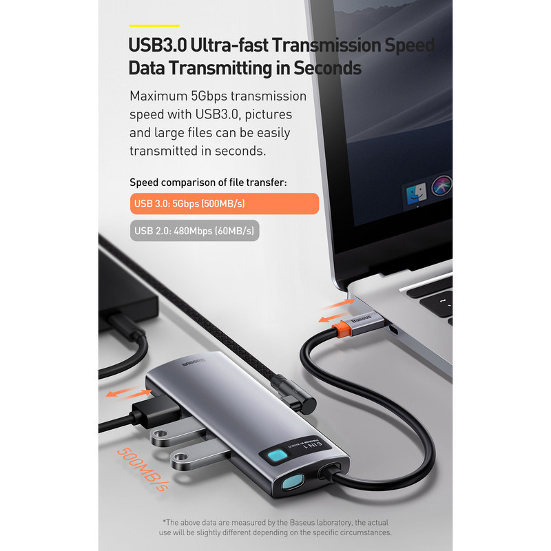هاب 8 پورت USB-C باسئوس مدل CAHUB-CV0G