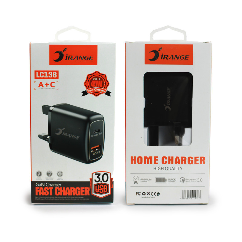 شارژر دیواری 45 وات 2 پورت آیرنج مدل LC 136 به همراه کابل USB‑C