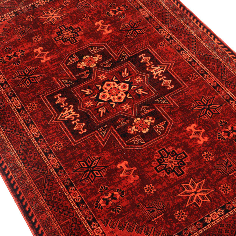 فرش ماشینی فرش ابریشمی کرامتیان
 طرح بلوچی کد 4119B زمینه قرمز