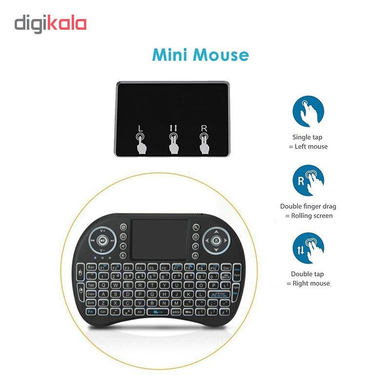 مینی کیبورد بی سیم کد 1020001125، سوییچ ممبران، Portable، نورپردازی LED RGB
