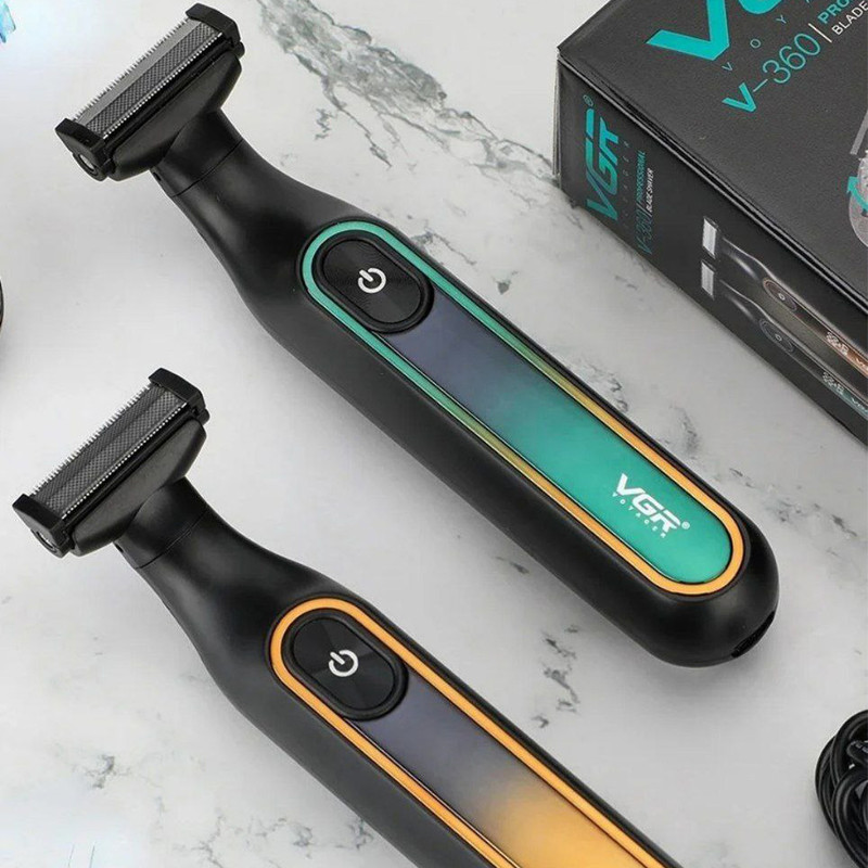 ماشین اصلاح موی صورت و بدن وی جی آر مدل 360 با تیغه استیل پیشرفته، تکنولوژی شیو فویلی، ضد آب برای استفاده زیر دوش، باتری قابل شارژ و طراحی ارگونومیک و سبک
