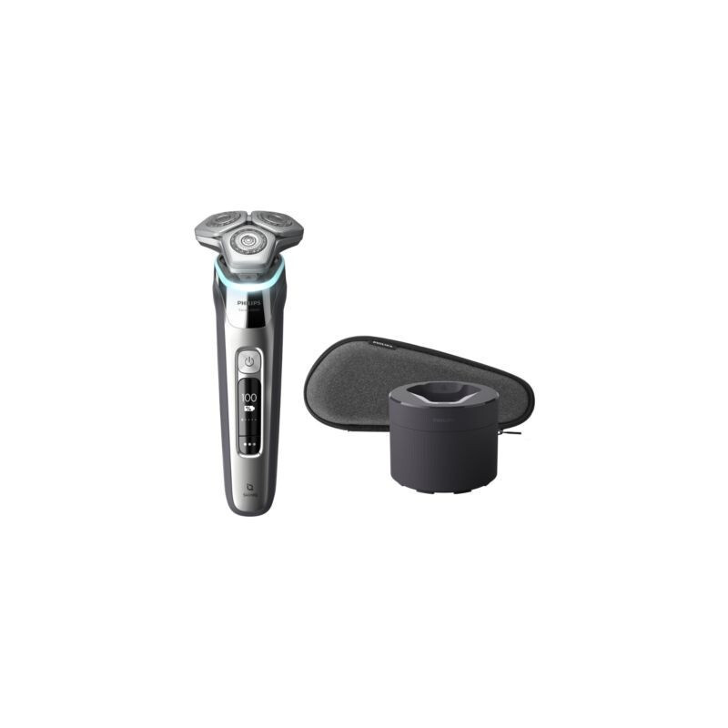 ماشین اصلاح موی صورت فیلیپس مدل S9985 صفرزن چرخشی باتری‌قابل شارژ ضدآب با تیغه کربن استیل و طراحی ارگونومیک ساخت هلند