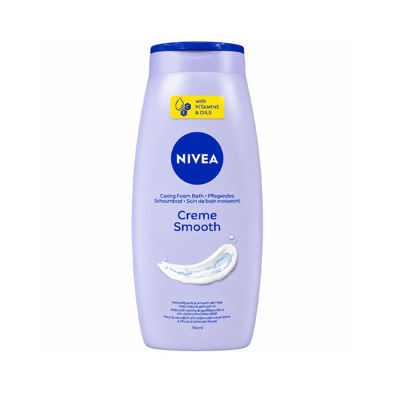 شامپو بدن نیوآ مدل Creme smooth با رایحه روغن بادام مناسب برای انواع پوست حجم 750 میلی‌لیتر