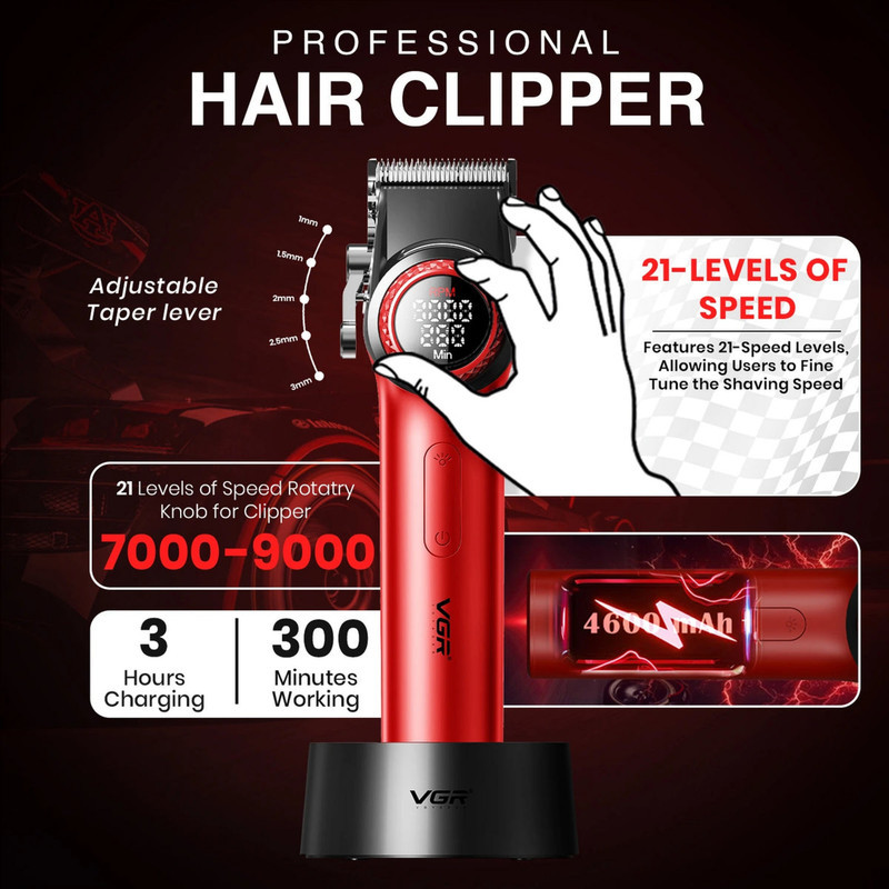 ماشین اصلاح موی سر و صورت شارژی وی جی ار مدل v-001 v--977