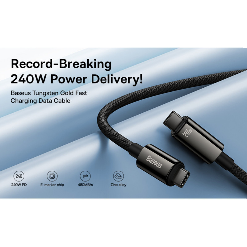 کابل تبدیل USB-C باسئوس مدل (TUNGSTEN  (240W طول 1 متر