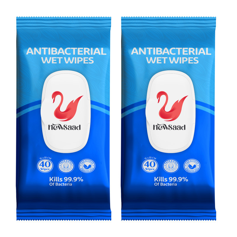 دستمال مرطوب نیوساد مدل AntiBacteria 02 دو بسته 40 عددی