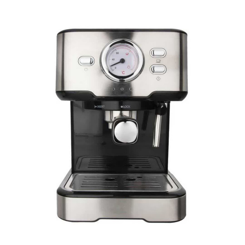 قهوه‌ساز سوئیس پلاس مدل SEM-2220s، با فیلتر استیل ضد زنگ، دارای کف ساز شیر و تنظیم میزان بخاردهی
