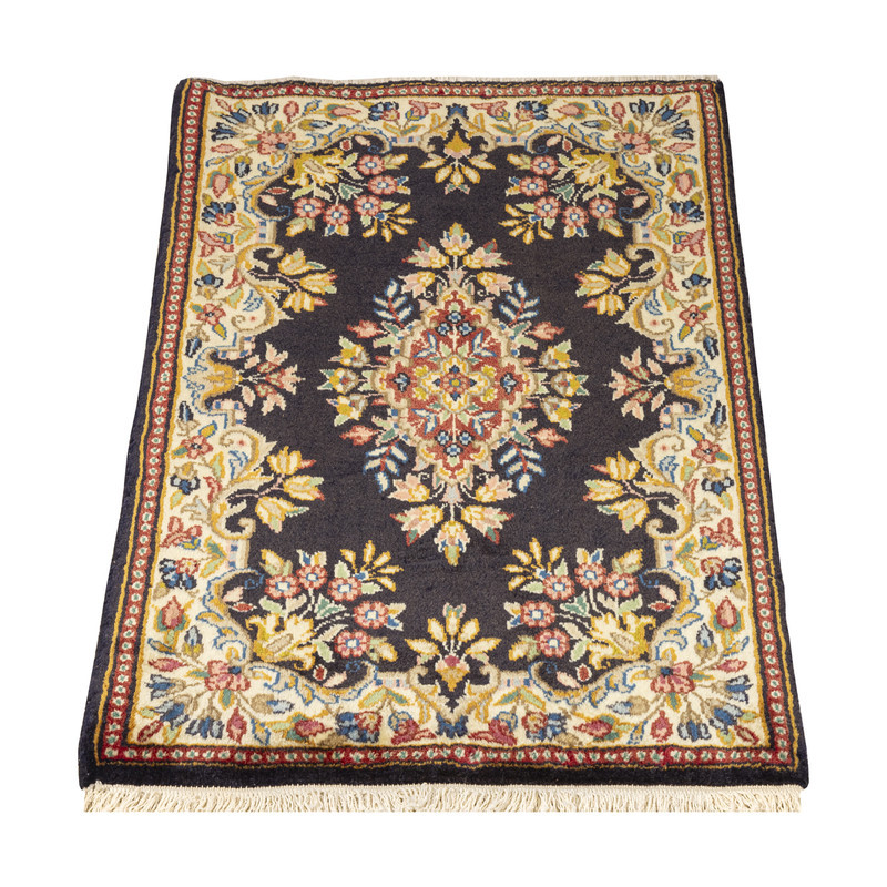 فرش دستبافت نیم متری طرح کرمان کد  29P378 زمینه سرمه ای