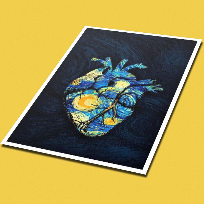 پوستر کارنيکا طرح شب پرستاره فانتزی ون‌گوگ Fantasy Starry Night Van Gogh کد 40208 مجموعه 8 عددی