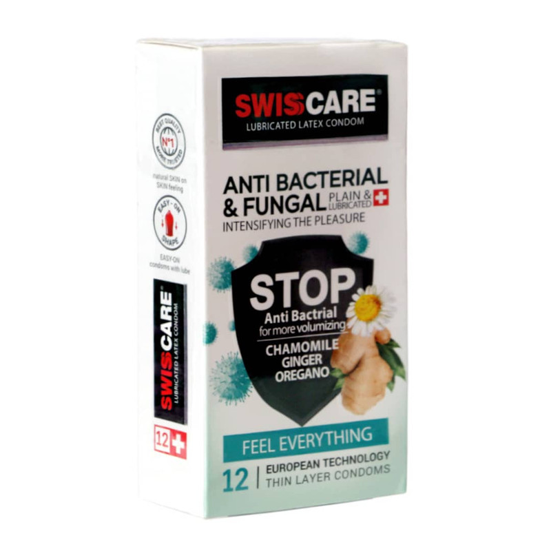 کاندوم سویس کر مدل ANTIBACTERIAL and FUNGAL بسته 12 عددی