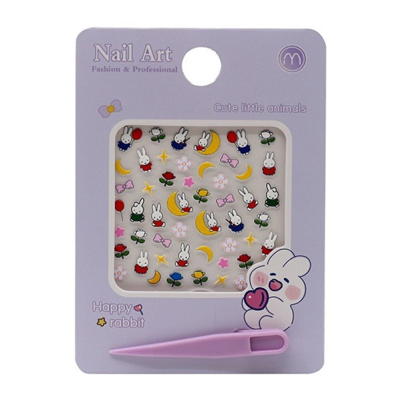 استیکر طراحی ناخن مدل خرگوش و ماه کد 056410