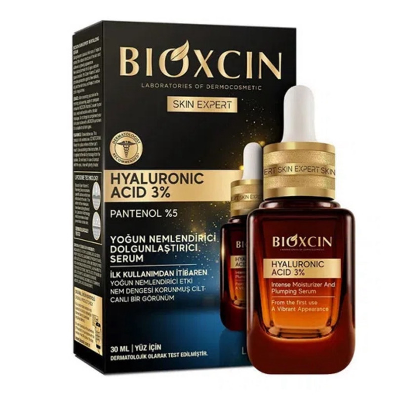 سرم ضد چروک بیوکسین مدل HYALURONIC ACID 3% مناسب برای انواع پوست حجم 30 میلی لیتر
