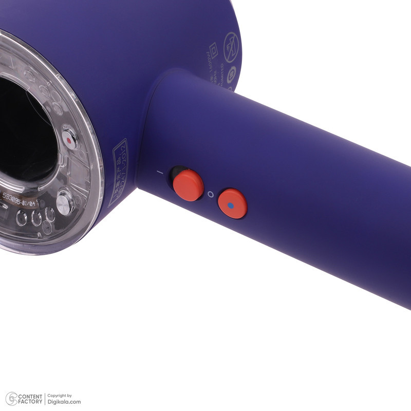 سشوار خانگی 220 وات دایسون مدل Supersonic hd16، موتور AC، وزن 2140 گرم، دارای سری برس‌دار گرد پهن، سری چرخشی، متمرکز‌کننده باریک، متمرکز‌کننده پهن، سری شانه‌دار با ویژگی صاف‌کنندگی، با قابلیت باد سرد