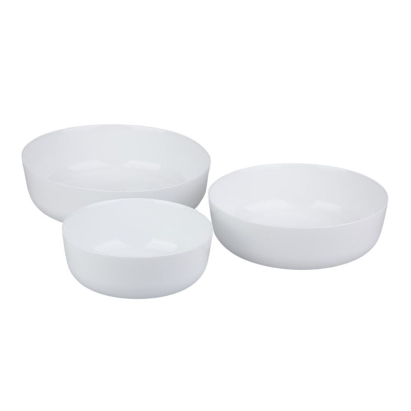 ظرف سرو دینو مدل آون مجموعه 3 عددی تابه گرد آرکوپال مناسب مایکروویو و ماشین ظرفشویی برای آجیل‌خوری، میوه‌خوری و دسرخوری با ابعاد تابه بزرگ 24.5×24.5×7 سانتی‌متر، تابه متوسط 21.5×21.5×7 سانتی‌متر و تابه کوچک 17.5×17.5×7 سانتی‌متر