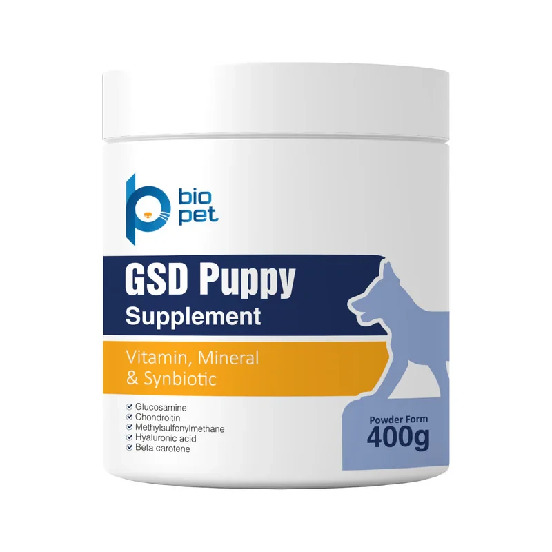 پودر مکمل سگ توله ژرمن بایو پت مدل GSD Puppy وزن 400 گرم