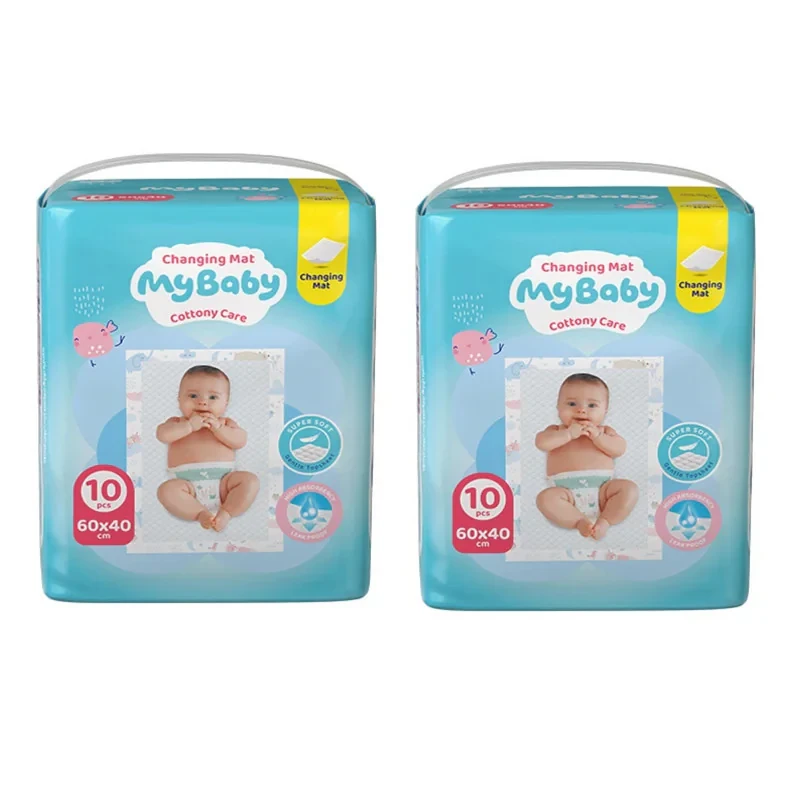 زیرانداز تعویض نوزاد مای بیبی مدل Cottony Care دو بسته 10 عددی
