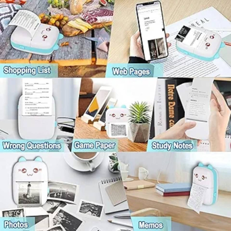 پرینتر لیبل زن ناب سل مدل حرارتی پرتابل کد BLU02 به همراه سه عدد رول کاغذی