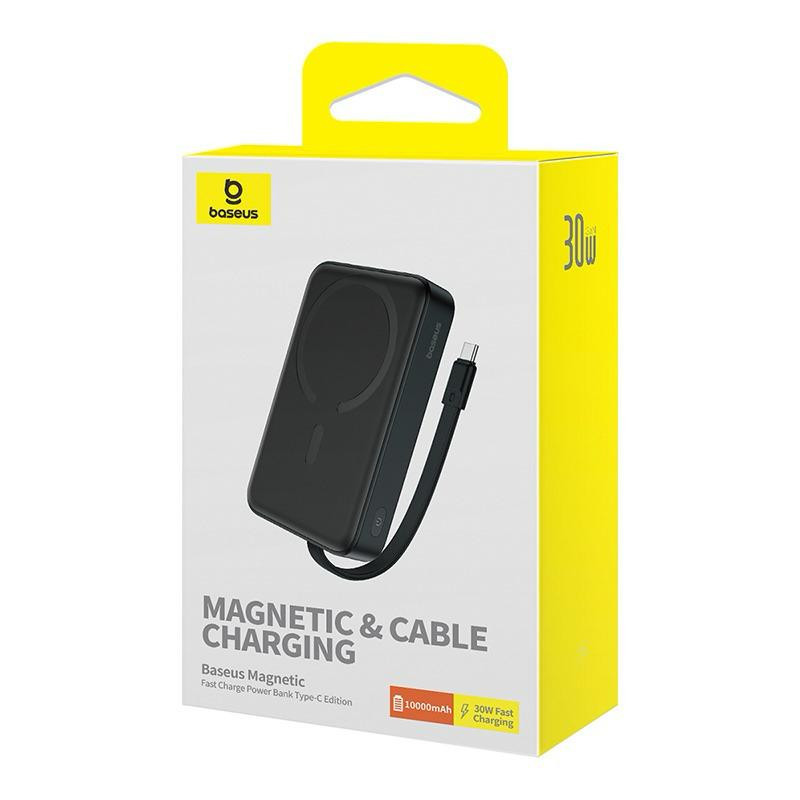 پاوربانک بی‌سیم 30 وات باسئوس مدل Magnetic Mini ظرفیت 10000 میلی آمپر ساعت