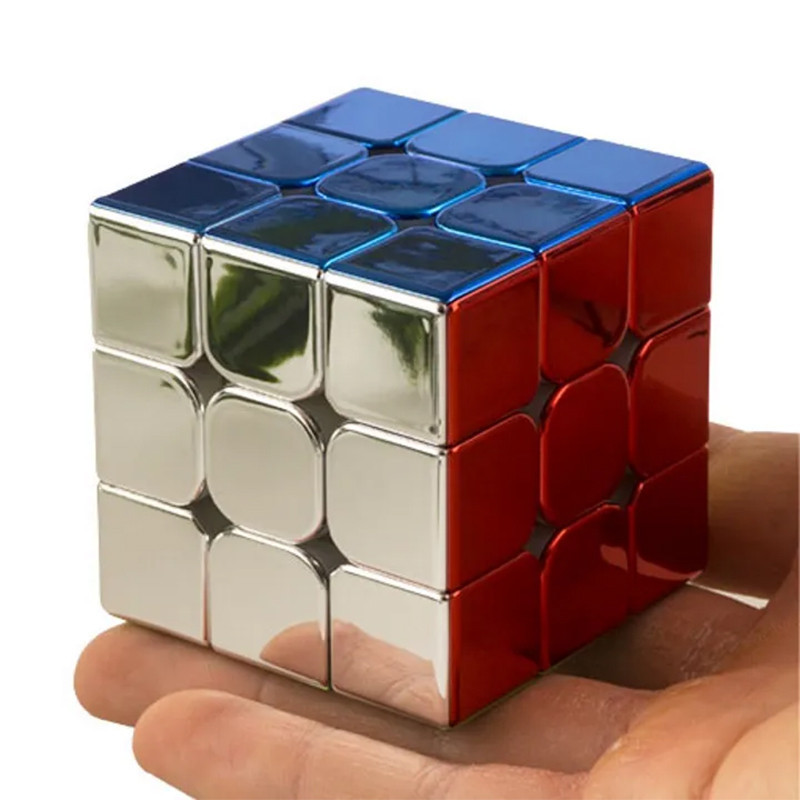مکعب روبیک فکری 3×3 شنگشو مدل متالیک با پایه و دفترچه راهنما، مناسب آموزش و تقویت حافظه، درجه سختی متوسط، سبک و قابل حمل، بازی تک نفره آموزشی و مهارتی