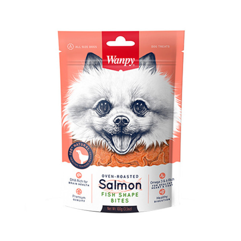 تشویقی سگ ونپی مدل Salmon Fish Shape Bites وزن 100 گرم