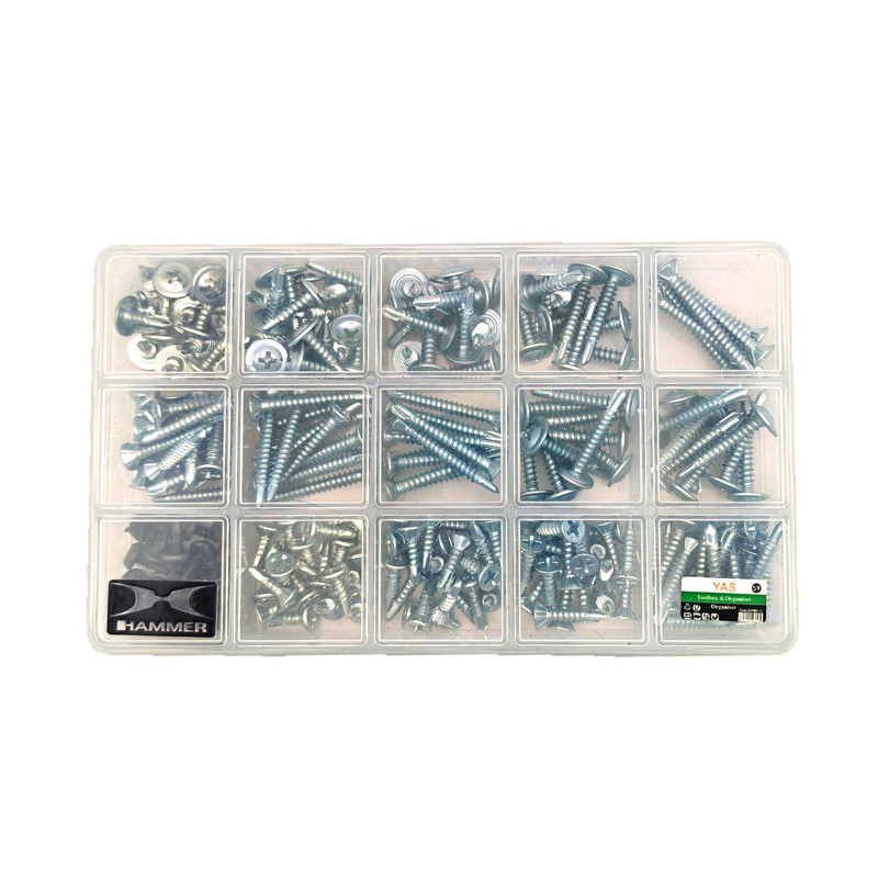 پیچ سر‌مته هامر مدل واشر‌دار و سر‌تخت کد Multiple S.K بسته 205 عددی