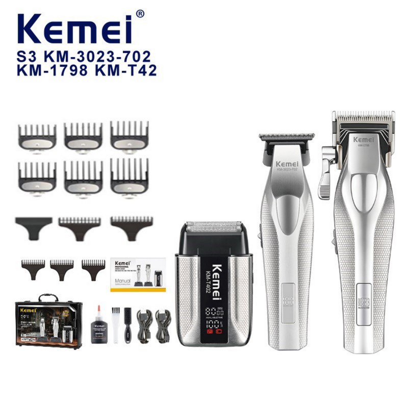 ماشین اصلاح موی سر و صورت شارژی کیمی مدل S3 km-3023-702  km-1798 km-T402 مجموعه 3 عددی