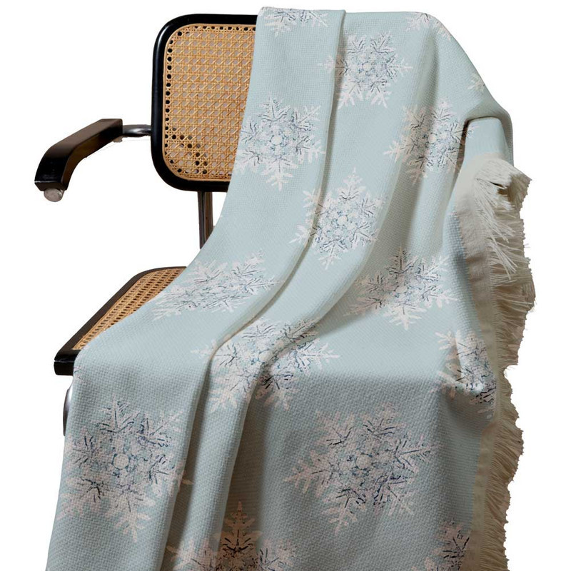 شال مبل طرح دانه های برف زمستان کد Q2SH1078 سایز 98x180 سانتی متر
