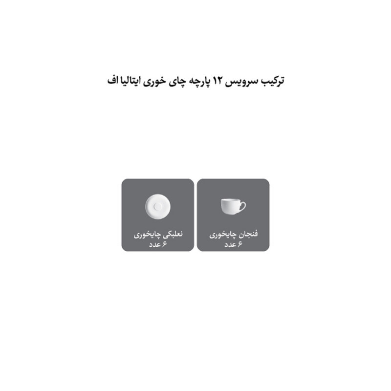 ست فنجان و نعلبکی 12 پارچه چینی زرین ایران سری ایتالیا اف مدل زرین کد 8 درجه 3
