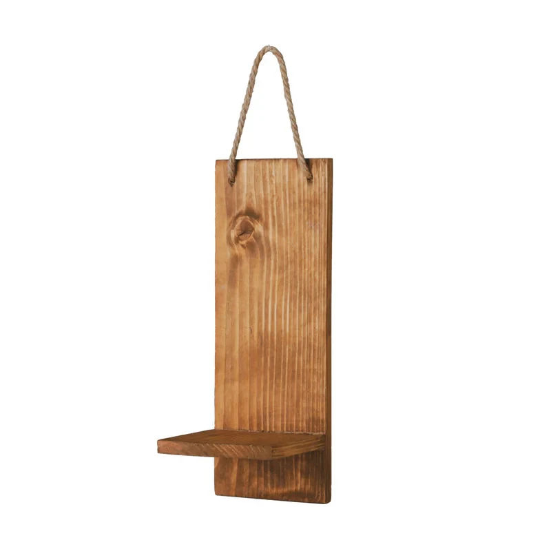 استند دیواری گلدان چوبی با طناب کنفی مناسب کاکتوس و ساکولنت، ابعاد 10×9×25 سانتی‌متر، وزن 100 گرم