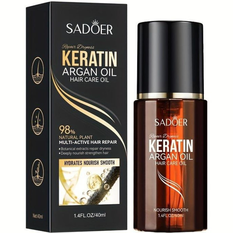 روغن آرگان تقویت کننده مو سادور مدل کراتین مناسب برای موهای آسیب دیده حجم 40 میلی لیتر