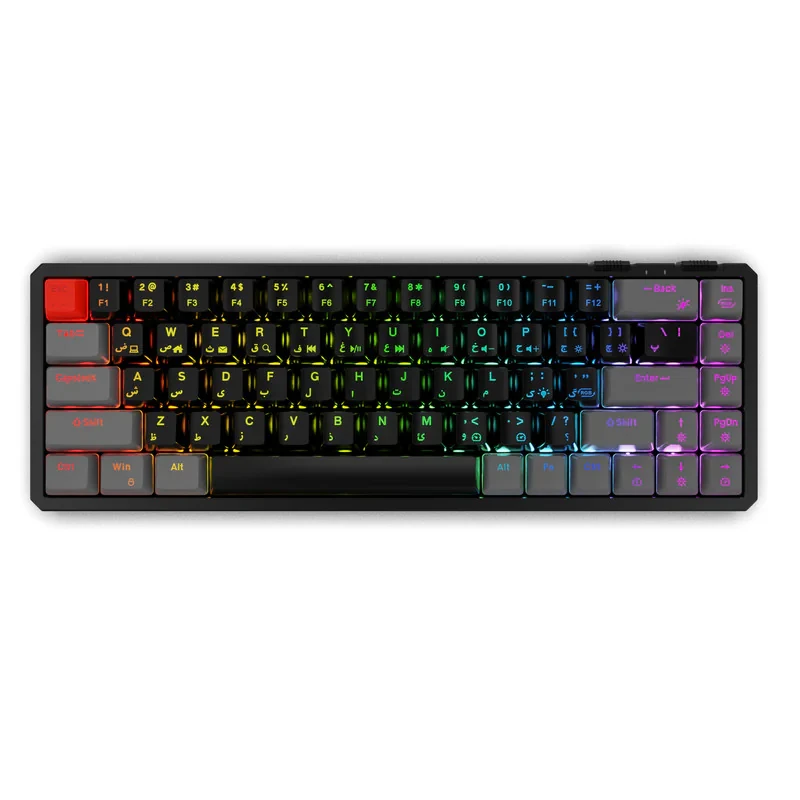 کیبورد گیمینگ فاطر مدل KCR-8000B، مکانیکال سوییچ قرمز، Tenkeyless، نورپردازی RGB