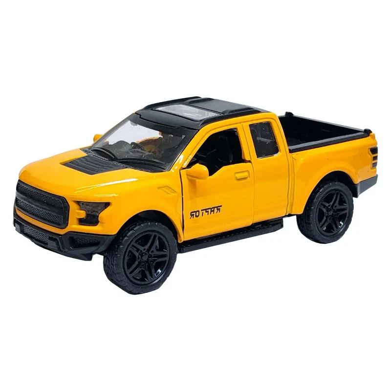 ماشین بازی آفرود فلزی طرح فورد RAPTOR عقب‌کش با در و صندوق بازشو، چراغ و افکت صوتی، طراحی دقیق و حرکت جلو و عقب