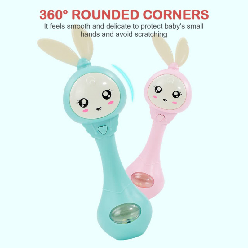 جغجغه ناب سل مدل دستی دندان گیر چراغدار موزیکال خرگوش بامزه  کد Funny rabbit teething hand rattle