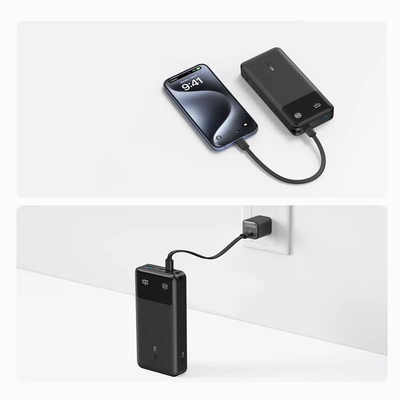 پاوربانک 30 وات انکر مدل A1384 ظرفیت 20000 میلی آمپر ساعت به همراه کابل USB-C