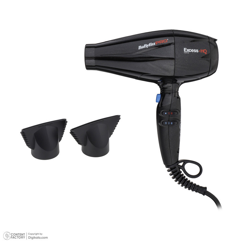 سشوار خانگی 2600 وات بابیلیس پرو مدل BAB6990IE، موتور AC، وزن 555 گرم، دارای سری متمرکز‌کننده باریک، متمرکز‌کننده پهن با ویژگی صاف‌کنندگی، حجم‌دهندگی، با قابلیت باد سرد