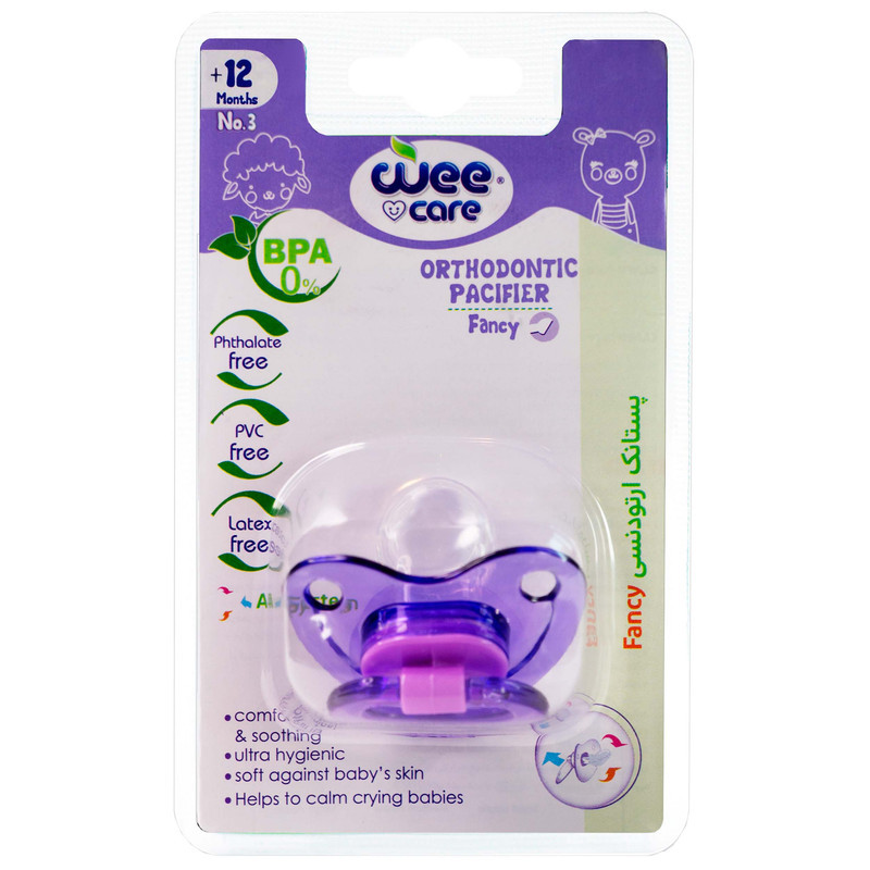 پستانک ارتودنسی وی کر مدل دسته دار fancy شفاف سایز +12 ماه کد p109