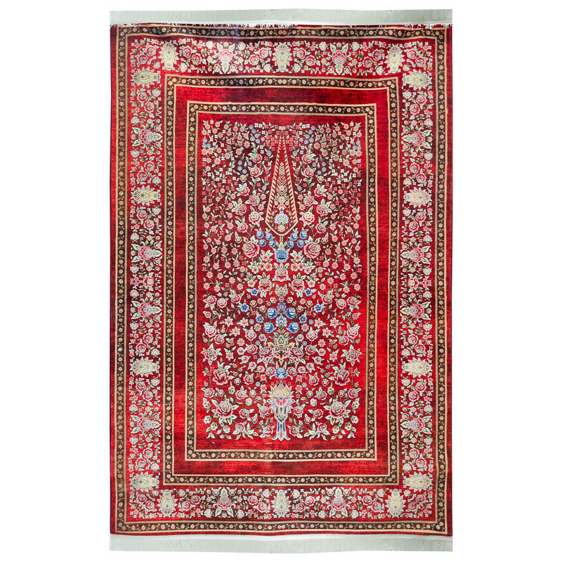 فرش ماشینی 1200 شانه زمینه قرمز حاشیه قرمز مدل 3209