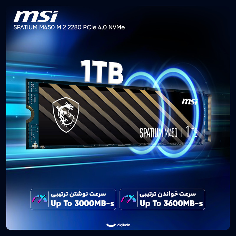 اس اس دی اینترنال PCIe Gen4 x4 ام اس آی مدل SPATIUM M450 ظرفیت 1 ترابایت