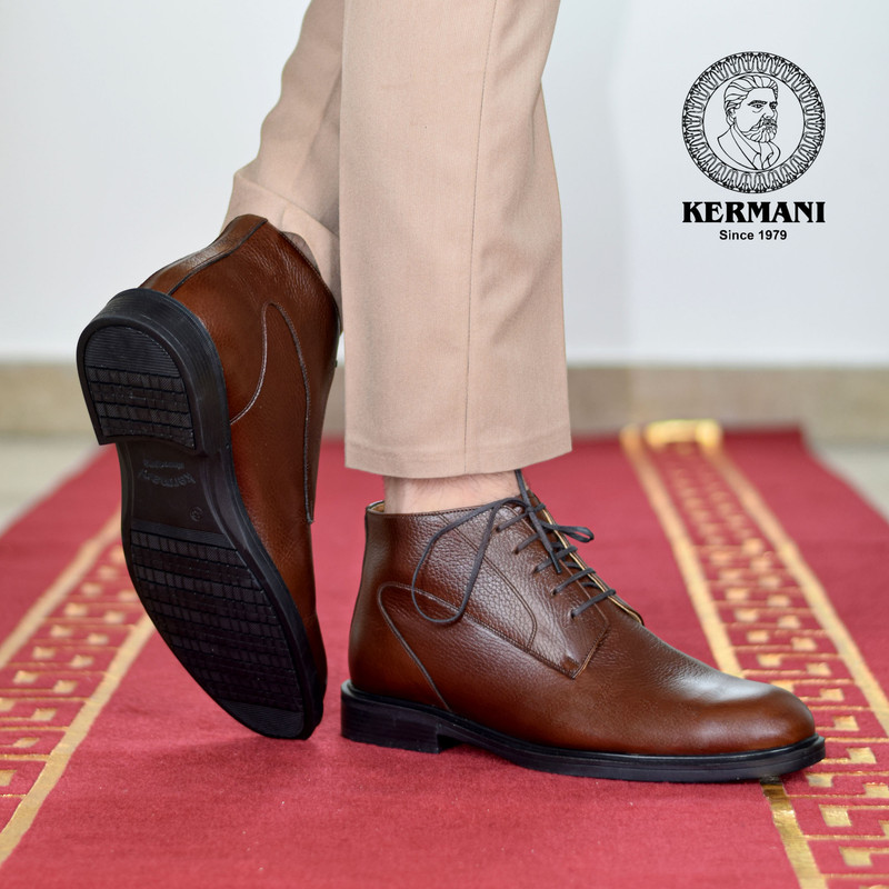 نیم بوت مردانه کرمانی مدل چرم دستدوز طبیعی فلوتر کد 647