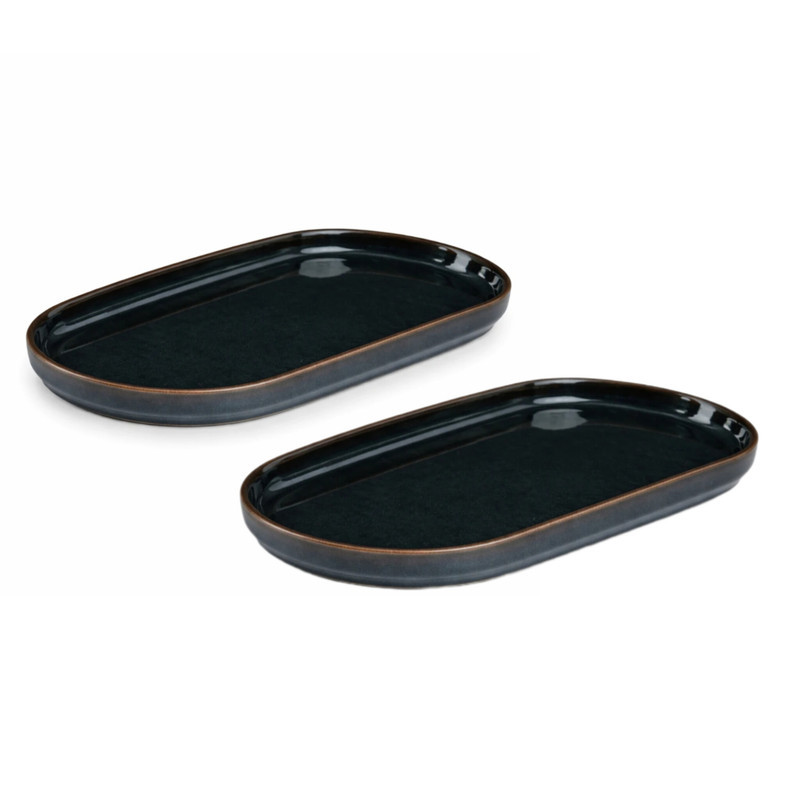 رولت‌خوری بیضی بی‌وی‌کی مدل گلکسی TP453248 چینی 24×12×2 سانتی‌متر، مناسب سرو رولت و خوراکی‌های باریک، شستشوی دستی، مجموعه 2 عددی