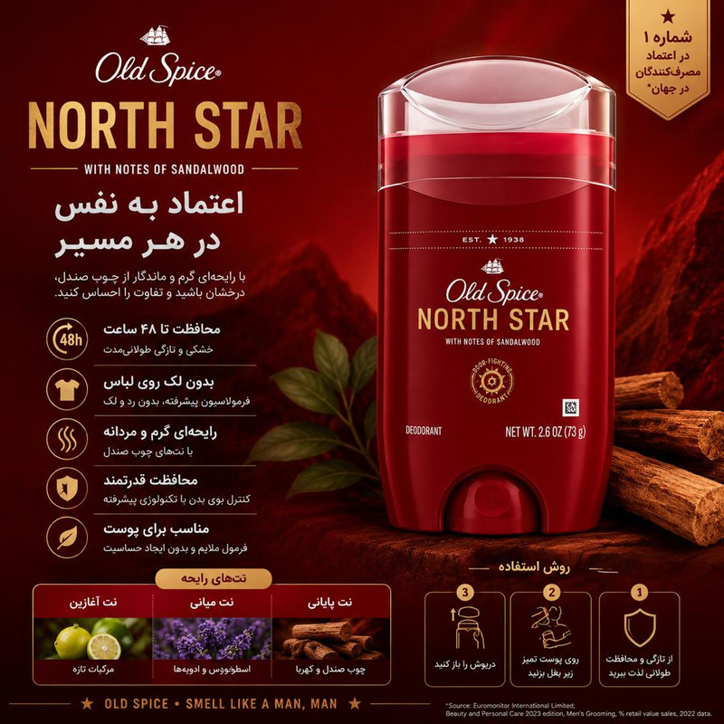 استیک دئودورانت الد اسپایس مدل North Star وزن 73 گرم