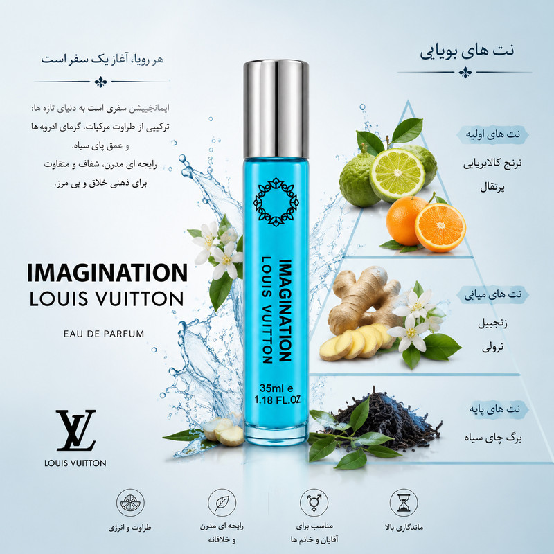 ادو پرفیوم مردانه هارلینگن مدل لویی ویتون ایمجینیشن با رایحه خنک حجم 35 میلی لیتر