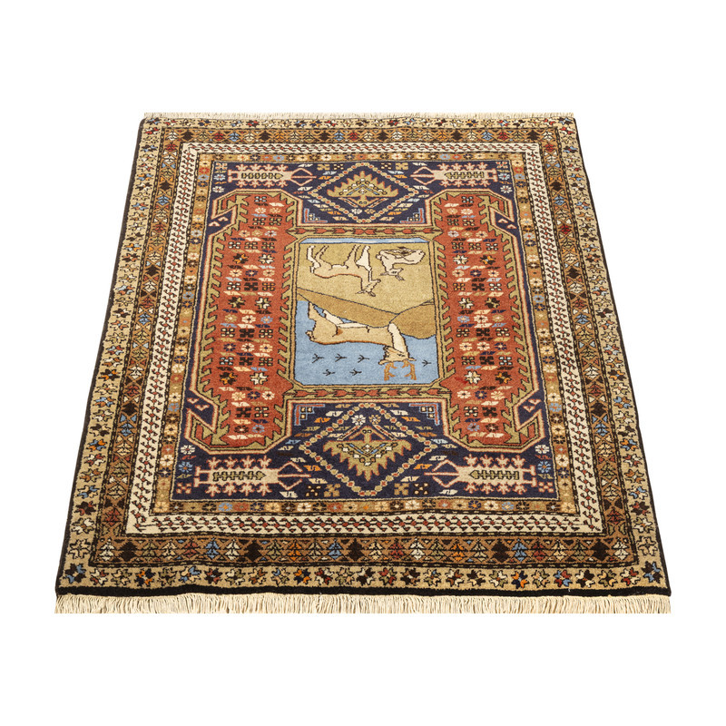 فرش دستبافت 1 متری جفت مدل اردبیل کد 45P1985P1986 زمینه لاکی